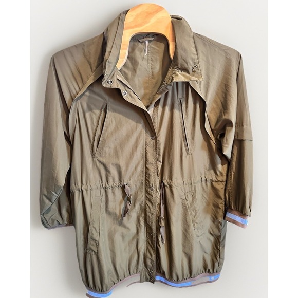 Free People Jackets & Blazers - Free People Wind Swept Utility Jacket Women's XL Green Hood Windbreaker
